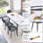 55'' - 79'' Extendable Sintered Stone Dining Table Set with Hidden Extension Leaf and Metal Legs-22884924-22884922