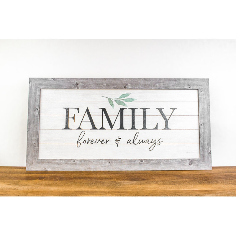 «Family Forever and Always», reproduction d'art encadrée sur papier, H 20 po x l 40 po x p 1 po, Cadre en papier gris