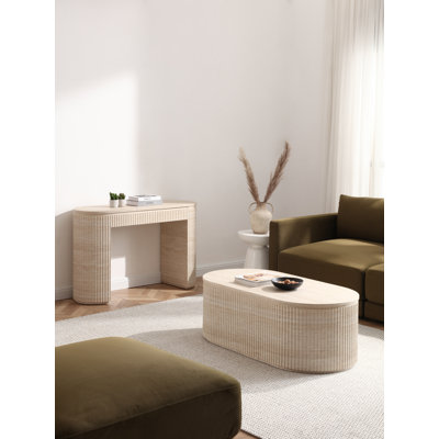 Modern Oval Fluted Coffee Table - 47.2"