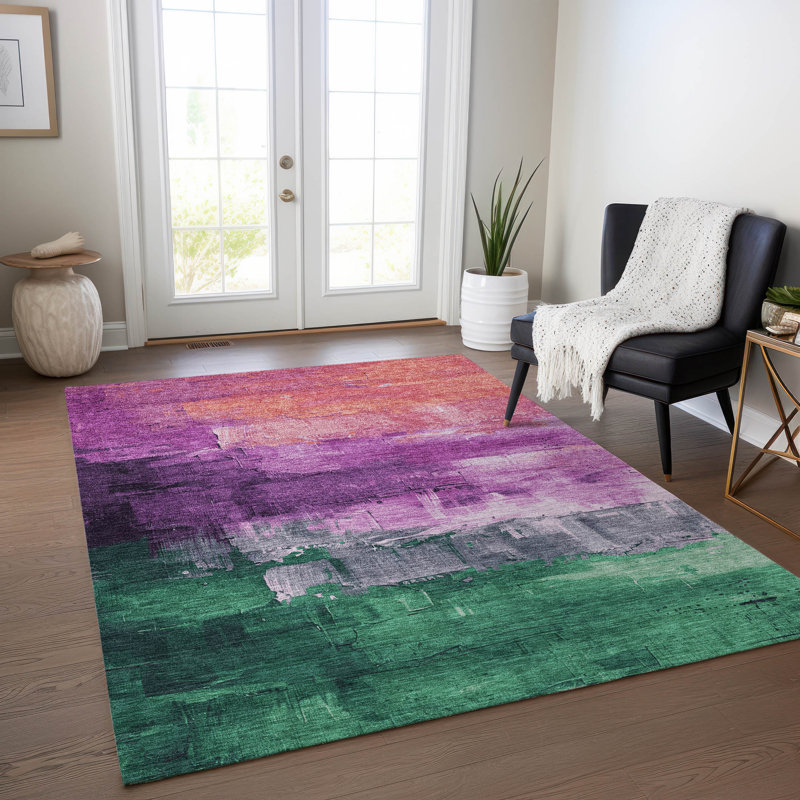 Machine Washable Indoor/Outdoor Claudian ACN1479 Purple Rug, Rectangle 10' x 14'