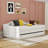 Twin Upholstered Daybed with Trundle and USB Charging Ports-1560629088