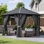 10 pi. L 10 pi. D Pavillon de jardin en aluminium avec filet et rideaux