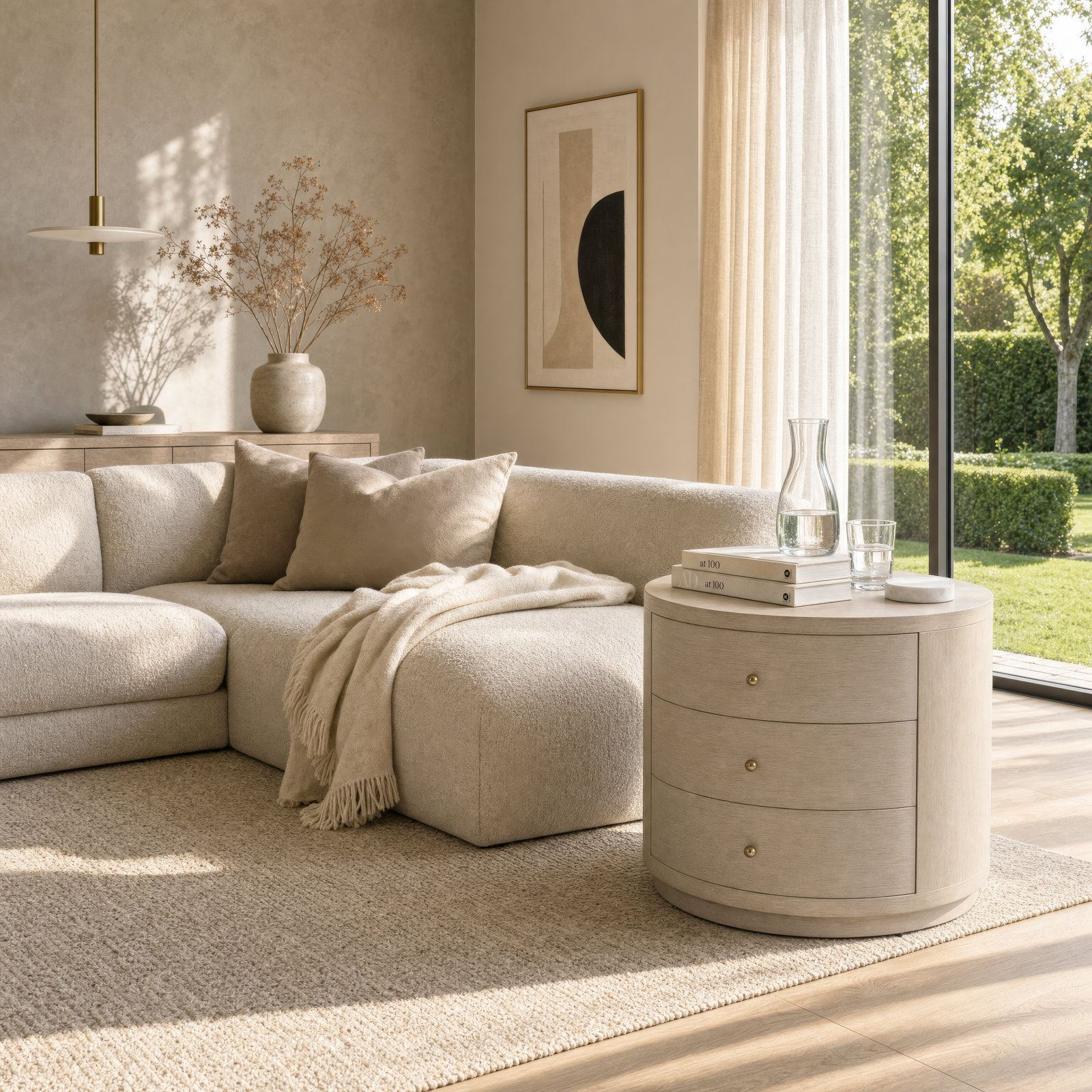 Celine 3-Drawer End Table, Antique Taupe