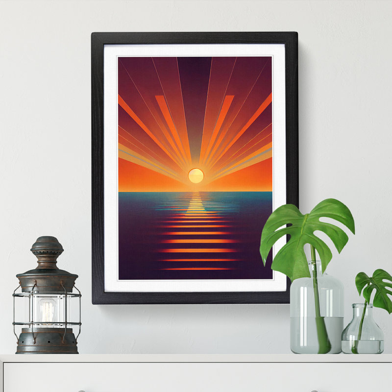 FRM-V0523-68X An Deco Sunrise Vol.5 - Single Picture Frame Print, 64cm H x 46cm W x 2cm D, Black Framed