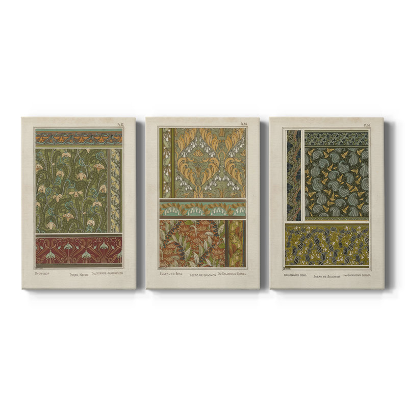 Nouveau Decorative VI - Toile tendue avec châssis sur mesure - 3 pièces, H 36 po x l 72 po