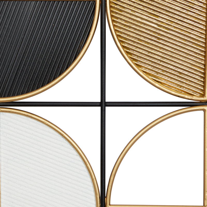 Black and Gold Geometric Metal Wall Sculpture, 30" x 40"