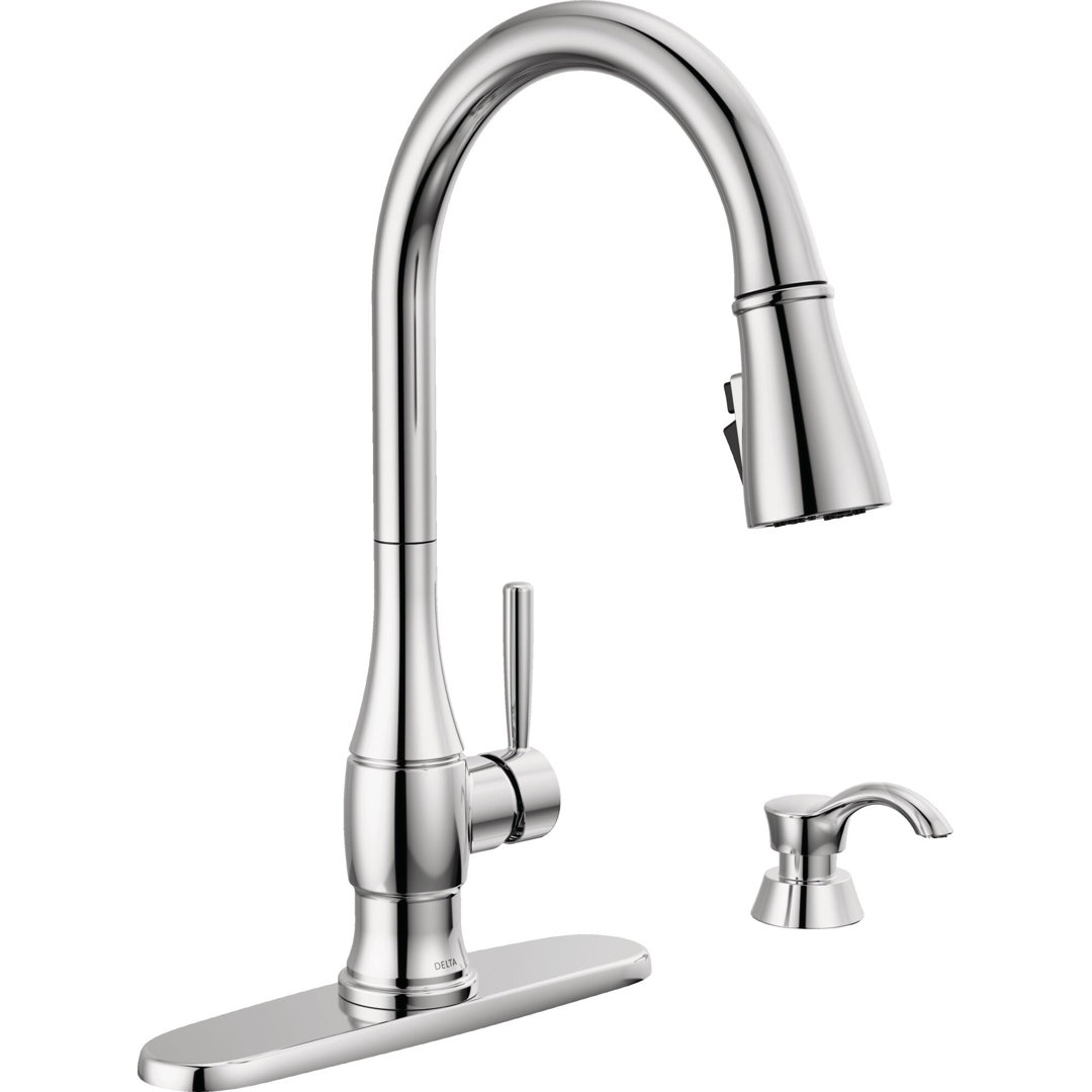 Hazelwood Pull Down Sprayer Kitchen Sink Faucet with Matching Soap Dispenser Delta 
