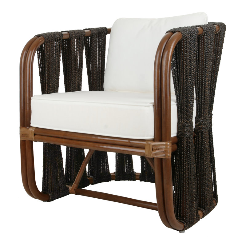 Avalee Rattan Accent Arm Chair, Brown/Abaca