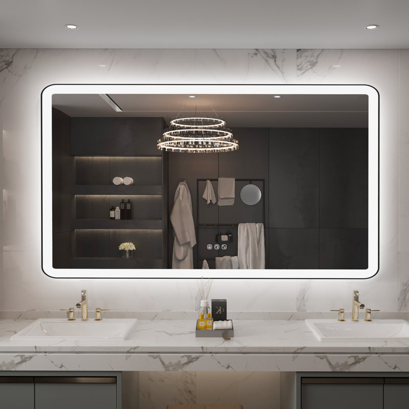 Miroir mural Natalin, Noir mat, Rectangulaire, 55 po x 30 po