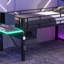 Lit mezzanine avec bureau Gaming, éclairage DEL et rangement, conception peu encombrante pour les personnes, noir