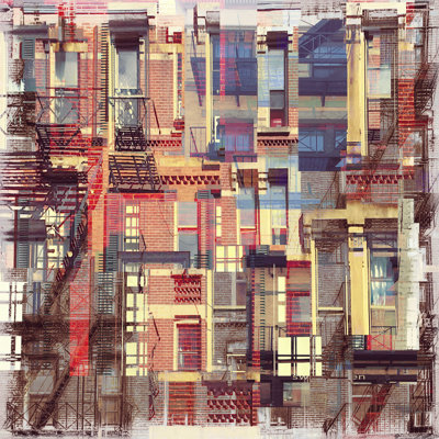 «Lagoudera Red Buildings In NYC» par Norm Stelfox - impression