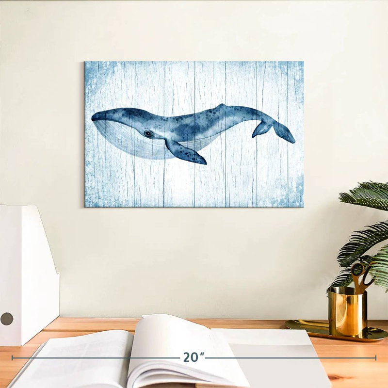 Brampt Wooden Blue Whale, 8" H x 12" W