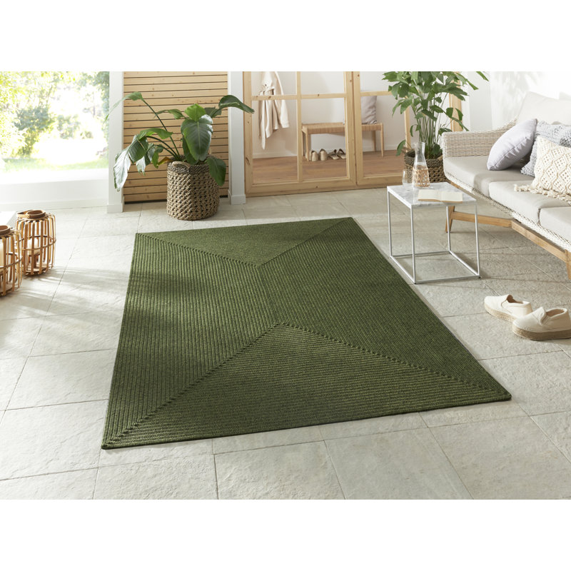  Machine Woven Green Indoor/Outdoor Rug, Runner 80 x 200cm