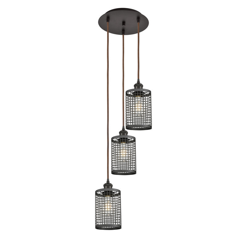 Luminaire suspendu suspendu à 3 lumières Makelle, Bronze huilé, Bronze huilé