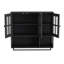Armoire murale noire en bois à 3 portes avec rangement ouvert / caché et barre à serviettes