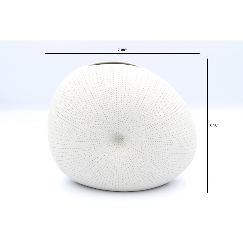 Vase de table Audres, H 6 po x l 7 po x P 3,5 po, Blanc