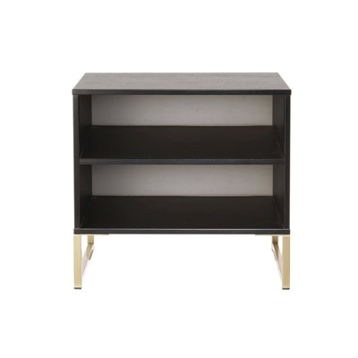 Diego Fully Assembled Diego - Gold Sleigh (J) 2 Open Shelf Bedsid