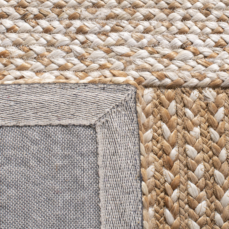 Chesnut Natural Fiber Flat Weave Jute And Cotton With Latex Striped Rug, Rectangle 9' x 12'