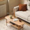 Table basse avec plateau central 100% bois massif, plateau de table, largeur 120 x profondeur 40 x hauteur 42 cm, bureau d'étude, travail à domicile, facile à assembler, bois naturel avec tablette de rangement