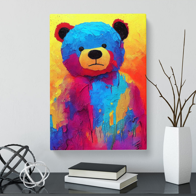Teddy Bear Crayon - Wrapped Canvas, 60cm H x 40cm W x 3cm D