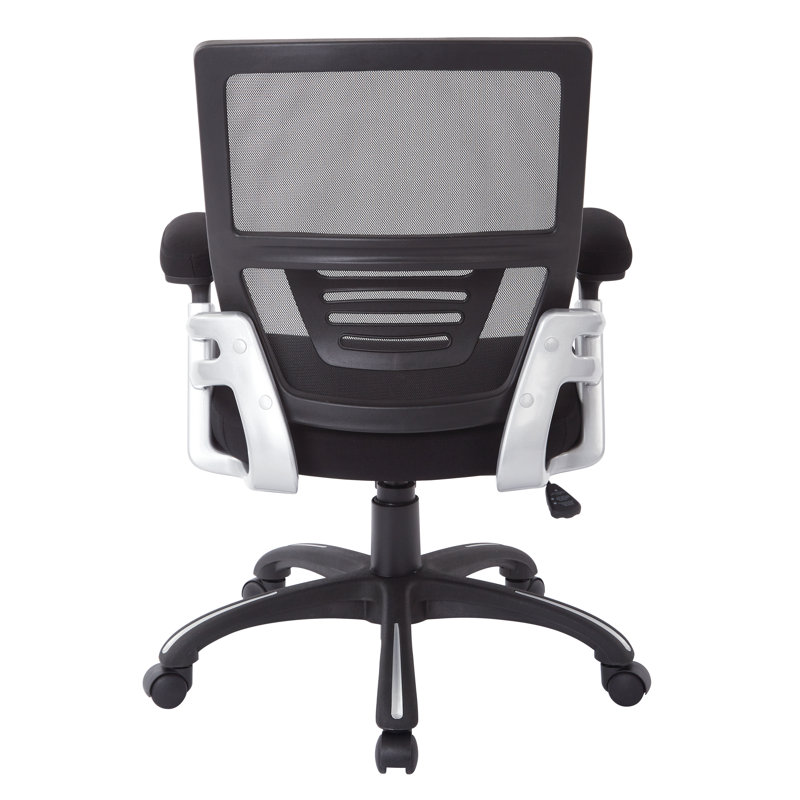 High-Back Executive Swivel Chair with Mesh and Leather, Black