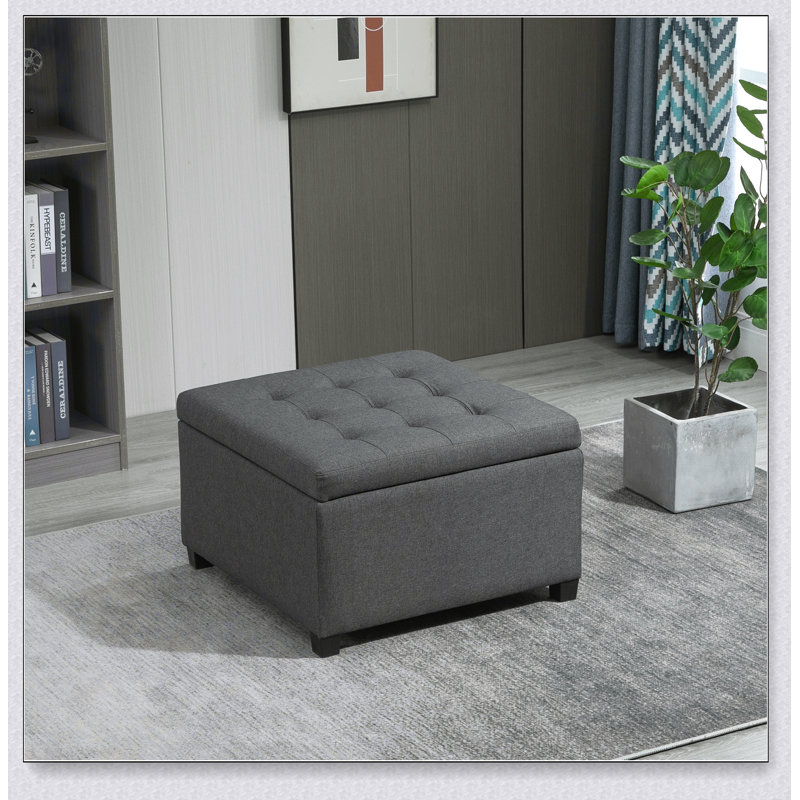 Repose-pieds de rangement capitonné en tissu avec couvercle de siège rabattable, charnière en métal et stable