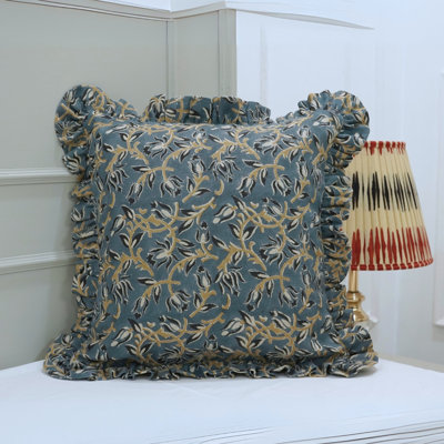 Housse de coussin à motif floral et double face Fab Fabine pour canapé et canapé, bleu