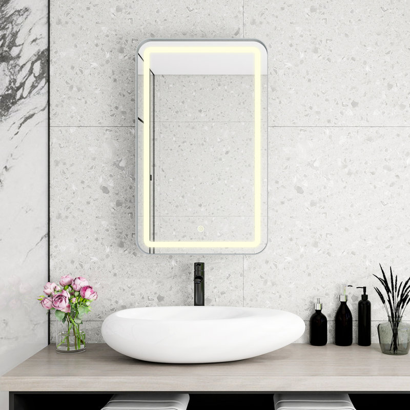  Armoire à pharmacie rectangulaire avec miroir, rangement mural pour salle de bain, argent, Argent argent