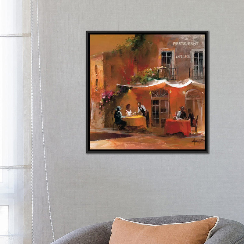 «Dinner for Two IV», reproduction sur toile, H 18 po x l 18 po x P 1,5 po, Toile avec cadre noir, Pas de tapis