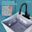 Évier utilitaire 19 gallons gris standard avec robinet escamotable à grande arche et finition noire-128677231