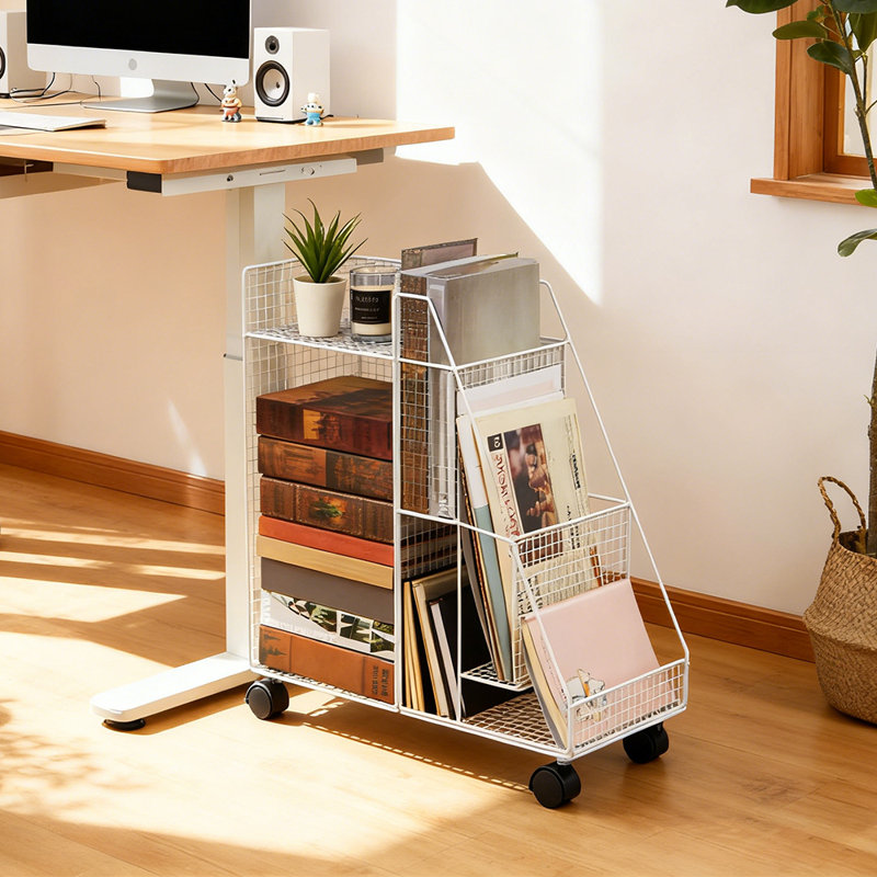 50cm H x 23cm W File Cart with Wheels, White