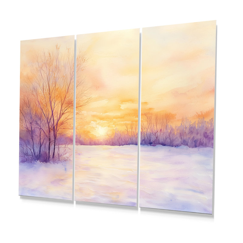 Addisson - Ensemble d'art mural paysage d'hiver, H 40 po x l 60 po, Frameless Print Metal, Ne s’applique pas