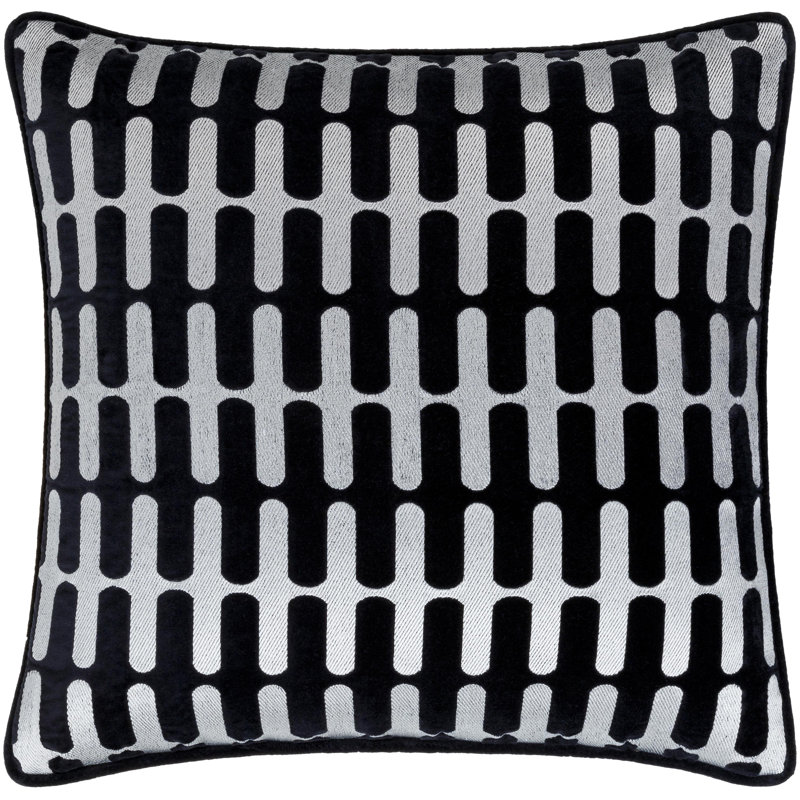 Housse de coussin en coton, Duvet, Noir, 22 po x 22 po