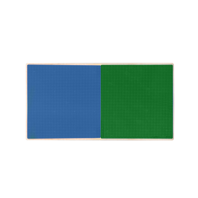 Rectangle Time-2-Play Table with a shelf and a DUPLO Compatible Grid, 14.5" H x 35" L x 15.5" W, Blue/Green
