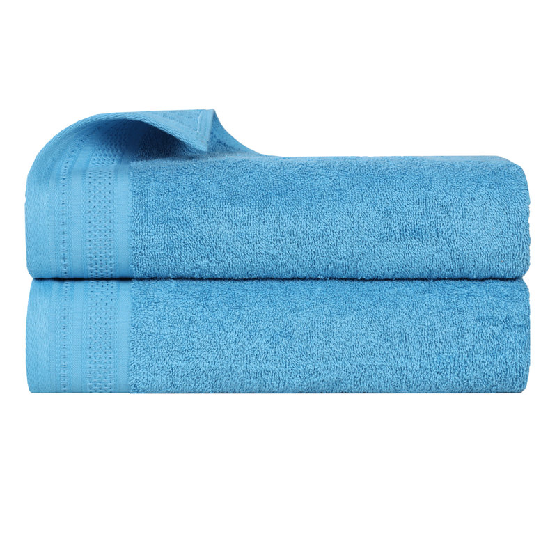 Draps de bain mi-longs en coton gaufré texturé Honeycomb, Azure