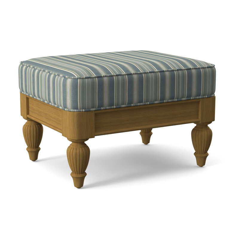 Repose-pieds rectangulaire Grand View 25 po Grand View, Rayures vertes et bleues 0252-54, Finition noir antique