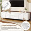 Meuble télé de style crème avec portes arquées et 2 tiroirs pour téléviseurs de 75 po ou moins, console média minimaliste avec dispositif de rebond, centre de divertissement-1712762971
