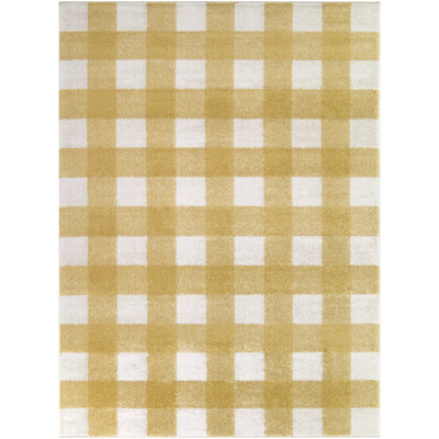 Burgin Yellow Gingham Area Rug