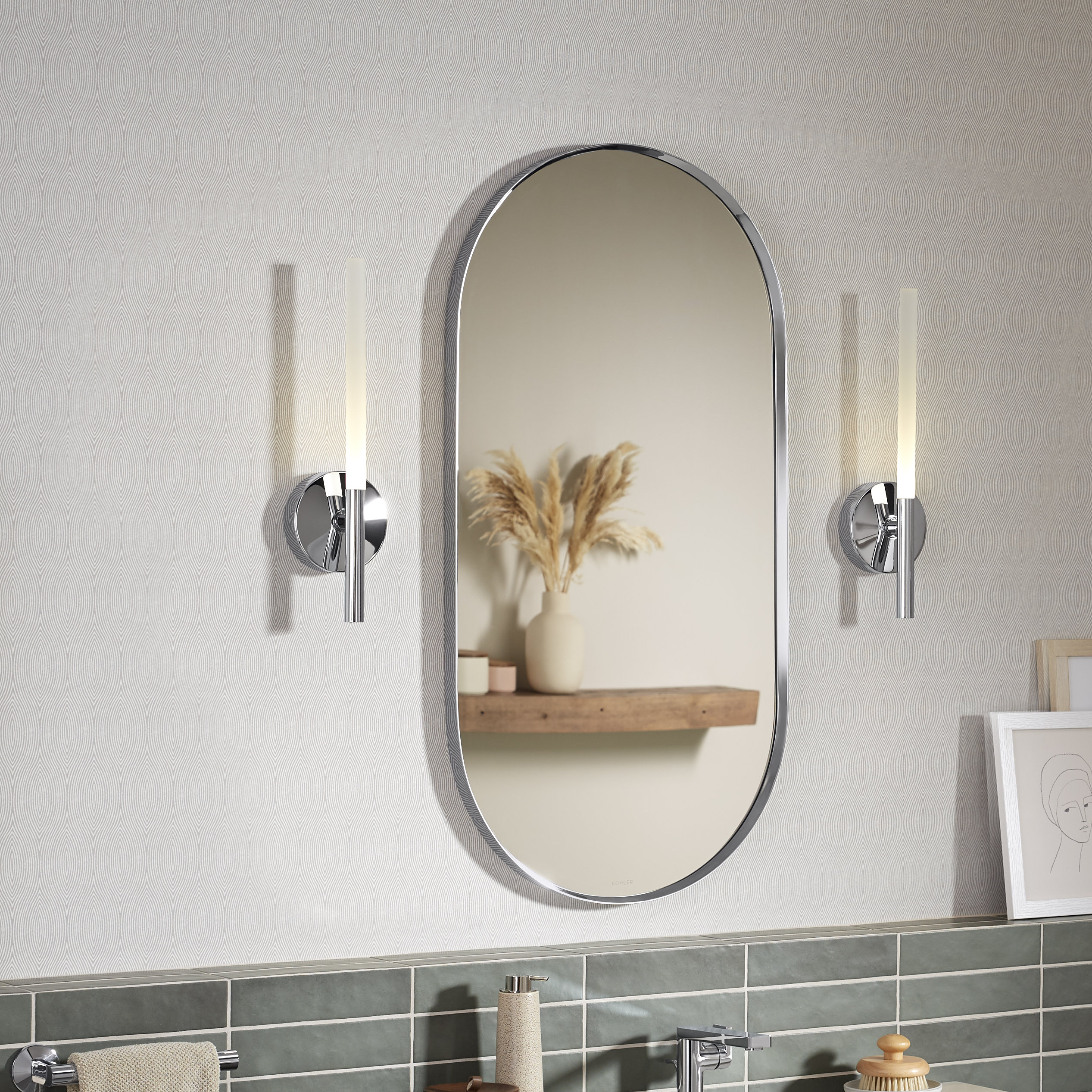 Kohler Essential Capsule Wall Mirror, Bathroom/Vanity Mirror with Frame ...