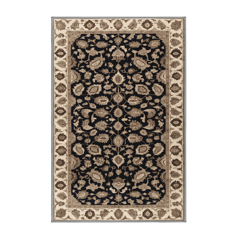Tapis persan gris lavable à la machine, Rectangulaire 8 pi x 12 pi