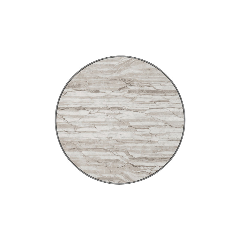 Machine Washable Gray Area Rug, Round 4'