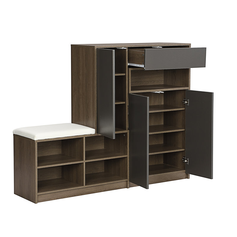 Theodorus Fabric Upholstered Storage Bench, Dark Grey