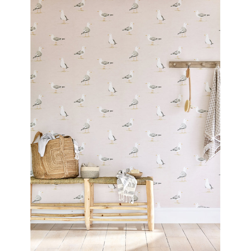 Shore Birds Wallpaper, Blush