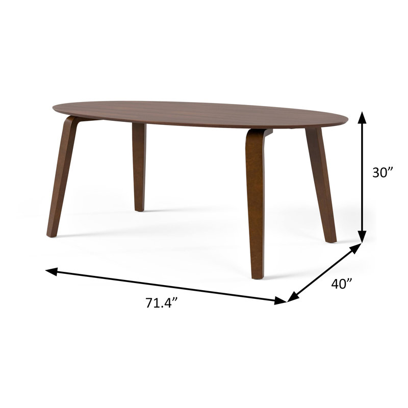 Table de salle à manger 71,4 "de style Mid-Century moderne, noyer