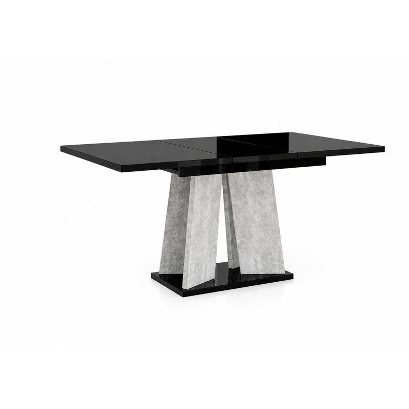 Extendable Dining Table Alekzander, Black/Light Grey