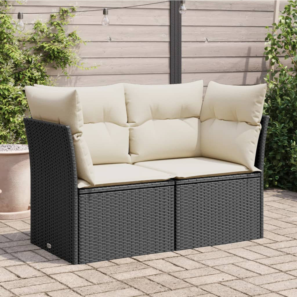 Vidaxl Gartensofa mit Kissen 2-Sitzer Beige Polyrattan