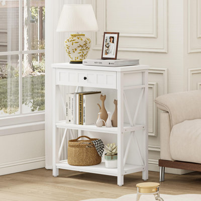 Guinna Industrial 3-Tier Bookcase, Wood And Metal Low Bookshelf For Small Spaces, Living Room, Bedroom, Office