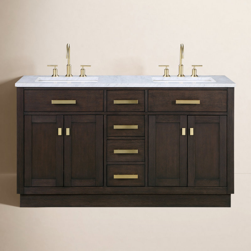 Meuble-lavabo double 60 po Allencoe, Chêne brun