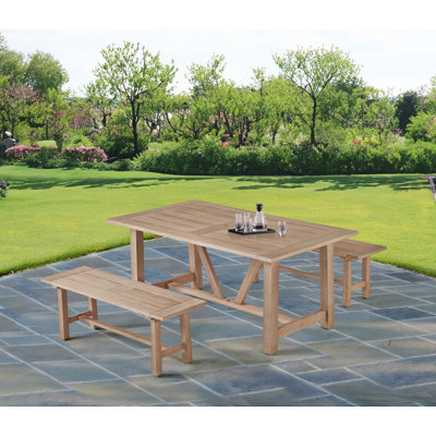 3 Piece Outdoor Patio Set With Rustic Acacia Wood by Wildon Home