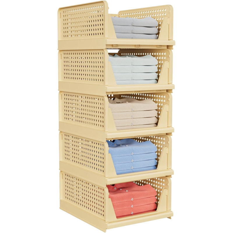 Stackable  Space-Saving Clothes Storage Drawer Organizer, Yellow